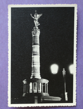 Ansichtskarte Foto AK Berlin 1930er Jahre Nacht Friedensengel Denkmal Siegessäule Ortsansicht Architektur